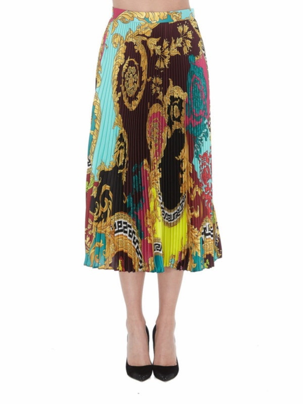Versace, Montage-print knife-pleated skirt - Picture 4 of 10
